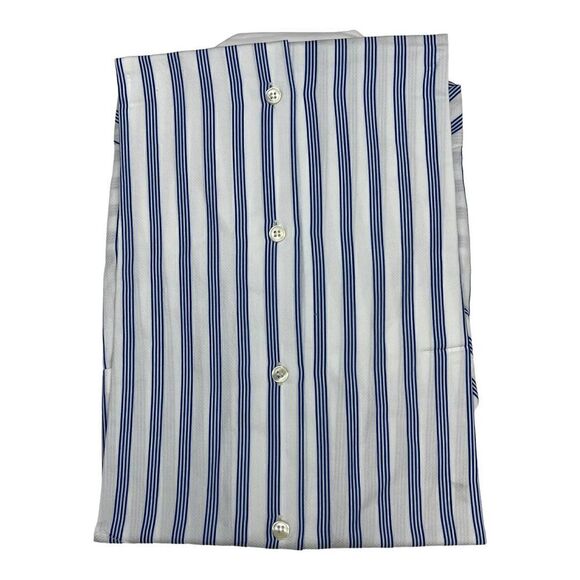 New Soulland Cornwall Men White Striped Shirt Short Sleeve Slim Button-Down US L - Picture 6 of 13